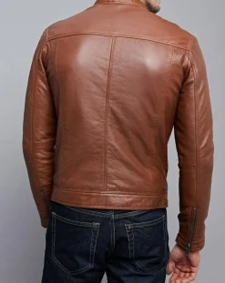 Veste en Cuir Raphaël cognac