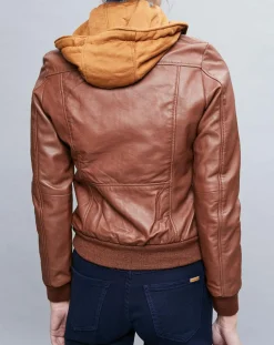 Veste en Cuir Roxane cognac