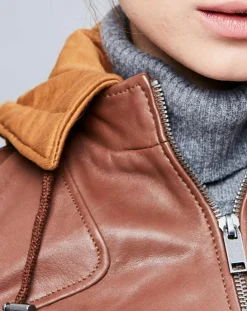 Veste en Cuir Roxane cognac