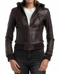 Veste en Cuir Roxane marron