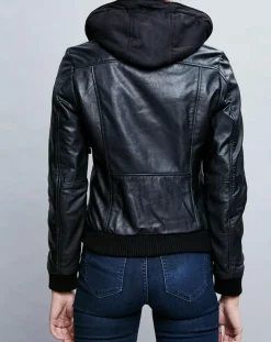 Veste en Cuir Roxane noire