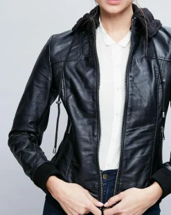 Veste en Cuir Roxane noire