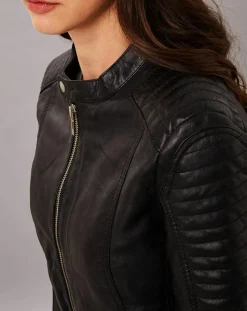 Veste en Cuir Sakura noire