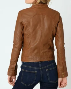 Veste en Cuir Sarah cognac