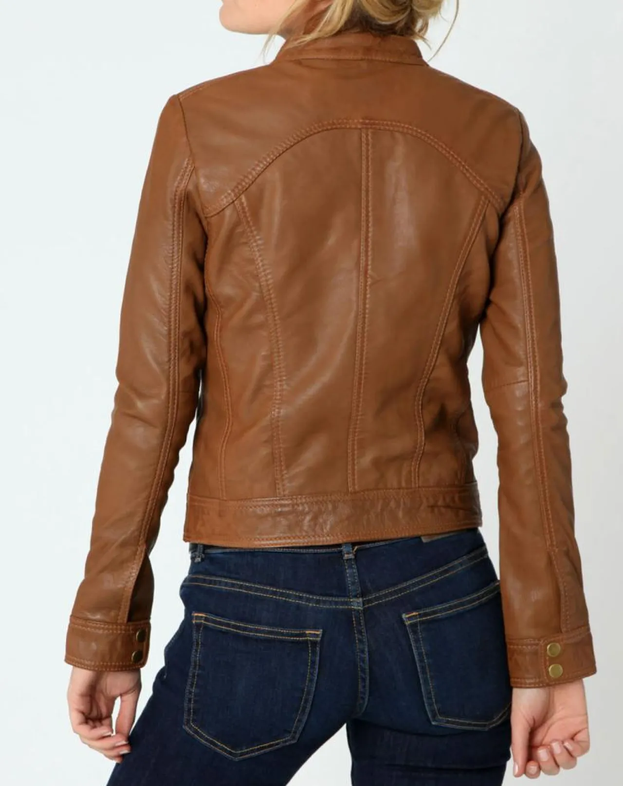Veste en Cuir Sarah cognac