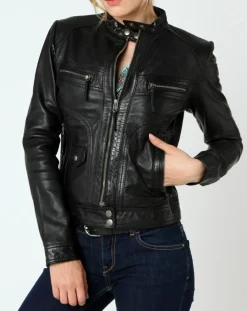 Veste en Cuir Sarah noire