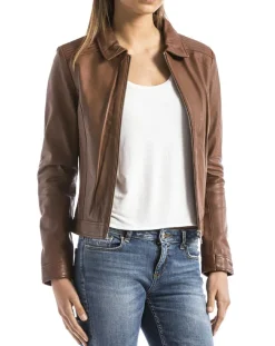 Veste en Cuir Savara cognac