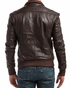 Veste en Cuir Simon marron