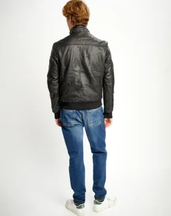 Veste en Cuir Simon noire