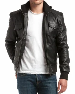 Veste en Cuir Simon noire