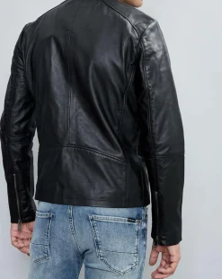 Veste en Cuir Thibaut noire