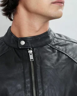 Veste en Cuir Thibaut noire