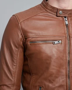Veste en Cuir Timoty cognac