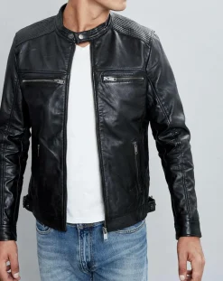 Veste en Cuir Timoty noire
