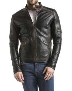 Veste en cuir Vardo noir vintage