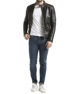 Veste en cuir Vardo noir vintage