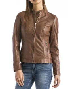 Veste en Cuir Varenne cognac