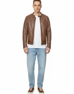 Veste en Cuir Zachary cognac