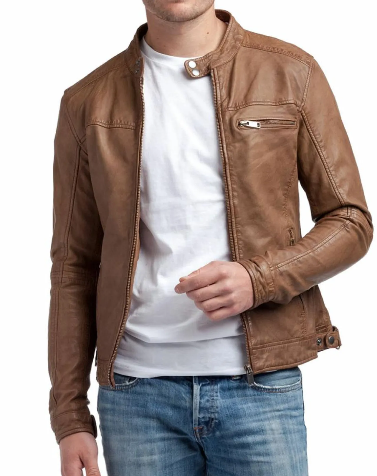 Veste en Cuir Zack cognac