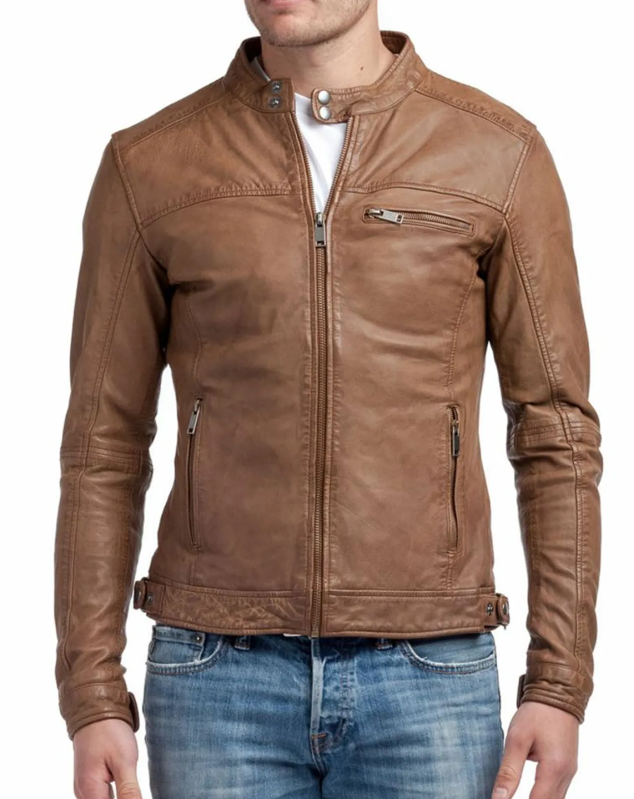 Veste en Cuir Zack cognac