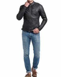 Veste en Cuir Zack noire