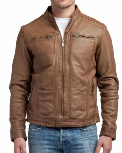 Veste en Cuir Zadok cognac