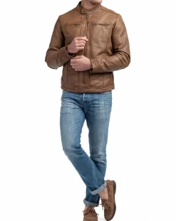 Veste en Cuir Zadok cognac