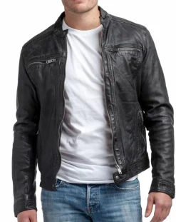 Veste en Cuir Zadok noire