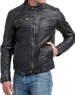 Veste en Cuir Zadok noire