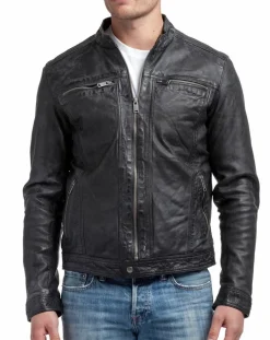 Veste en Cuir Zadok noire
