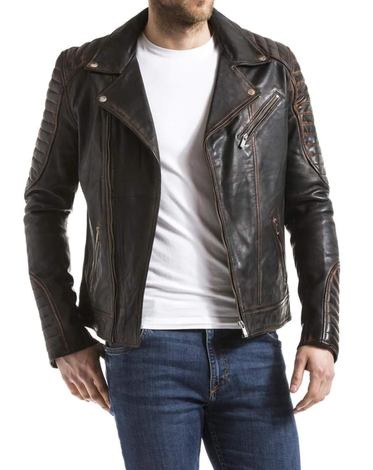 Veste en Cuir Zambezi marron vintage