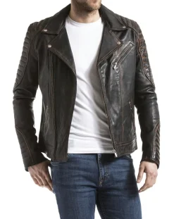 Veste en Cuir Zambezi noir vintage