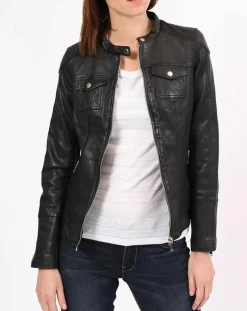 Veste en Cuir Zayra noire