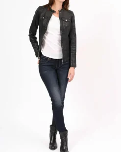 Veste en Cuir Zayra noire