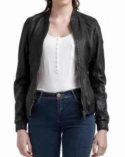 Veste en Cuir Zuri noire