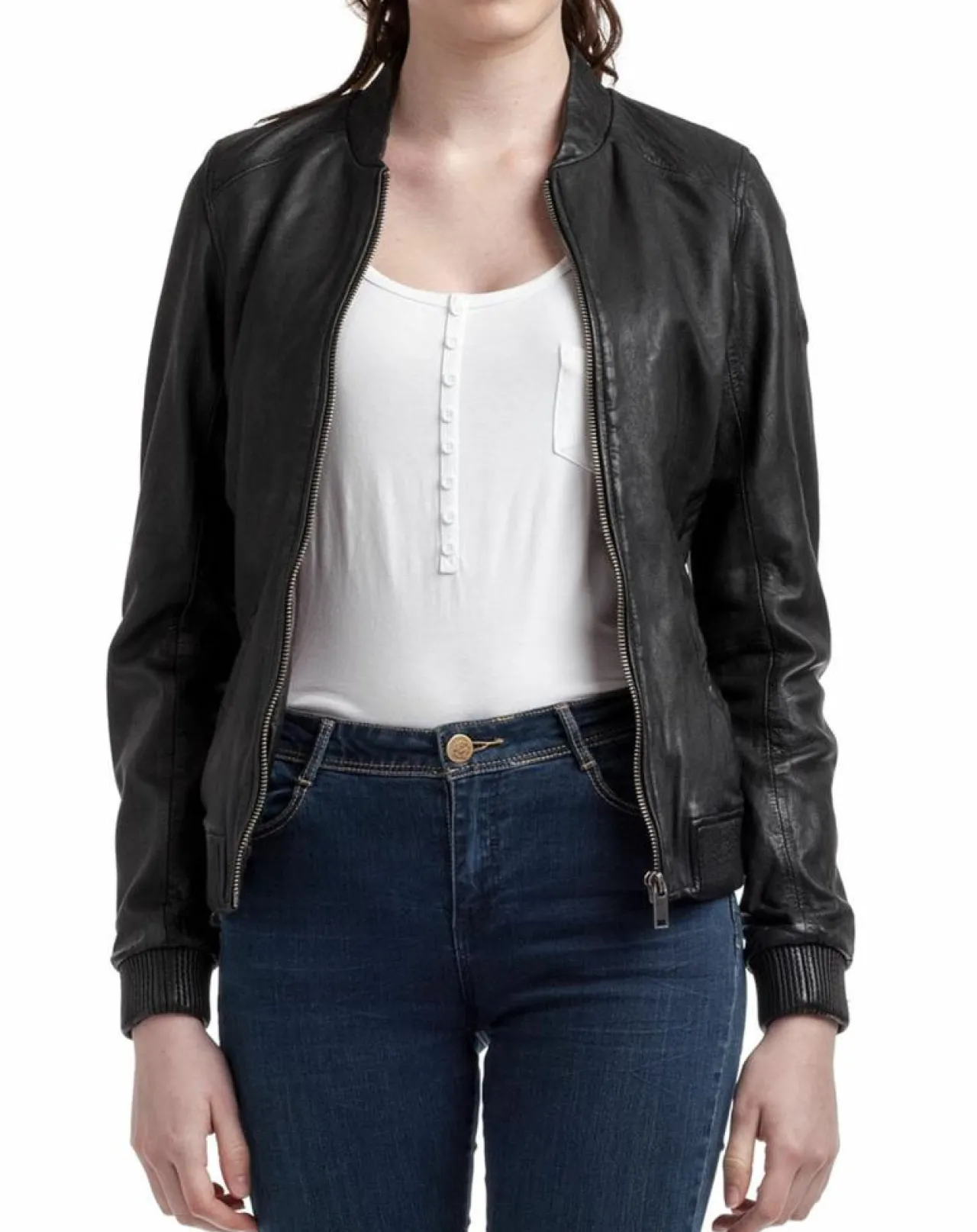 Veste en Cuir Zuri noire