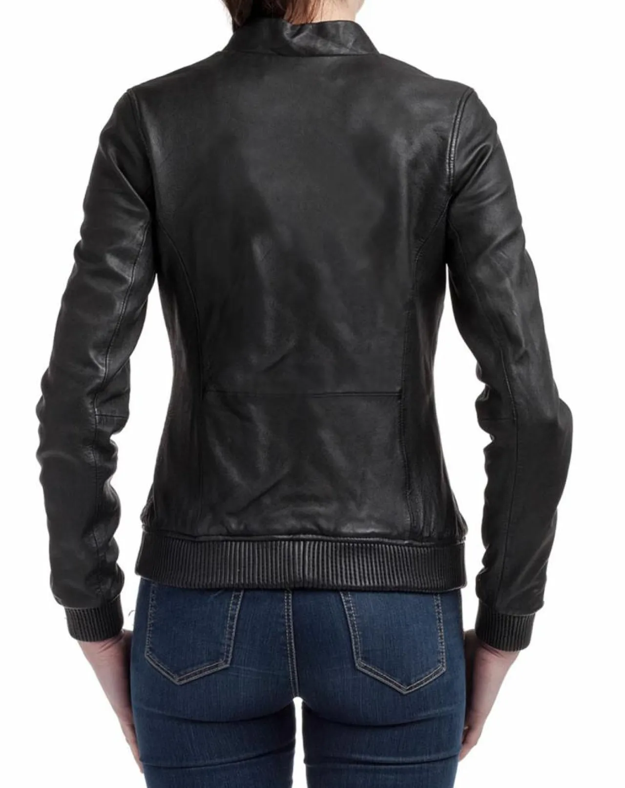 Veste en Cuir Zuri noire