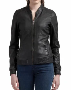 Veste en Cuir Zuri noire