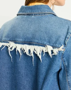 Veste en Jean à franges bleue
