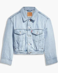 Veste en jean crop Sleeve bleue