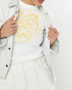 Veste en jean Cropped bleu blanchis