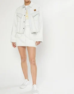 Veste en jean Cropped bleu blanchis