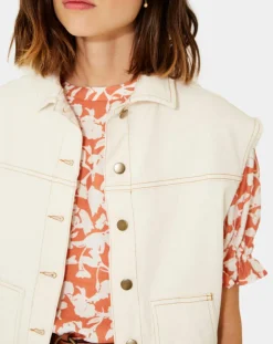 Veste en Jean sans manches Jeanne écrue