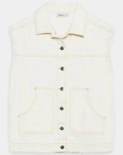 Veste en Jean sans manches Jeanne écrue
