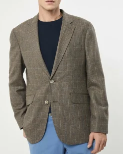 Veste en Laine & Soie à carreaux marron