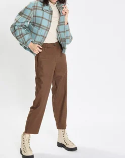 Veste en Laine mélangée à carreaux Cropped bleue