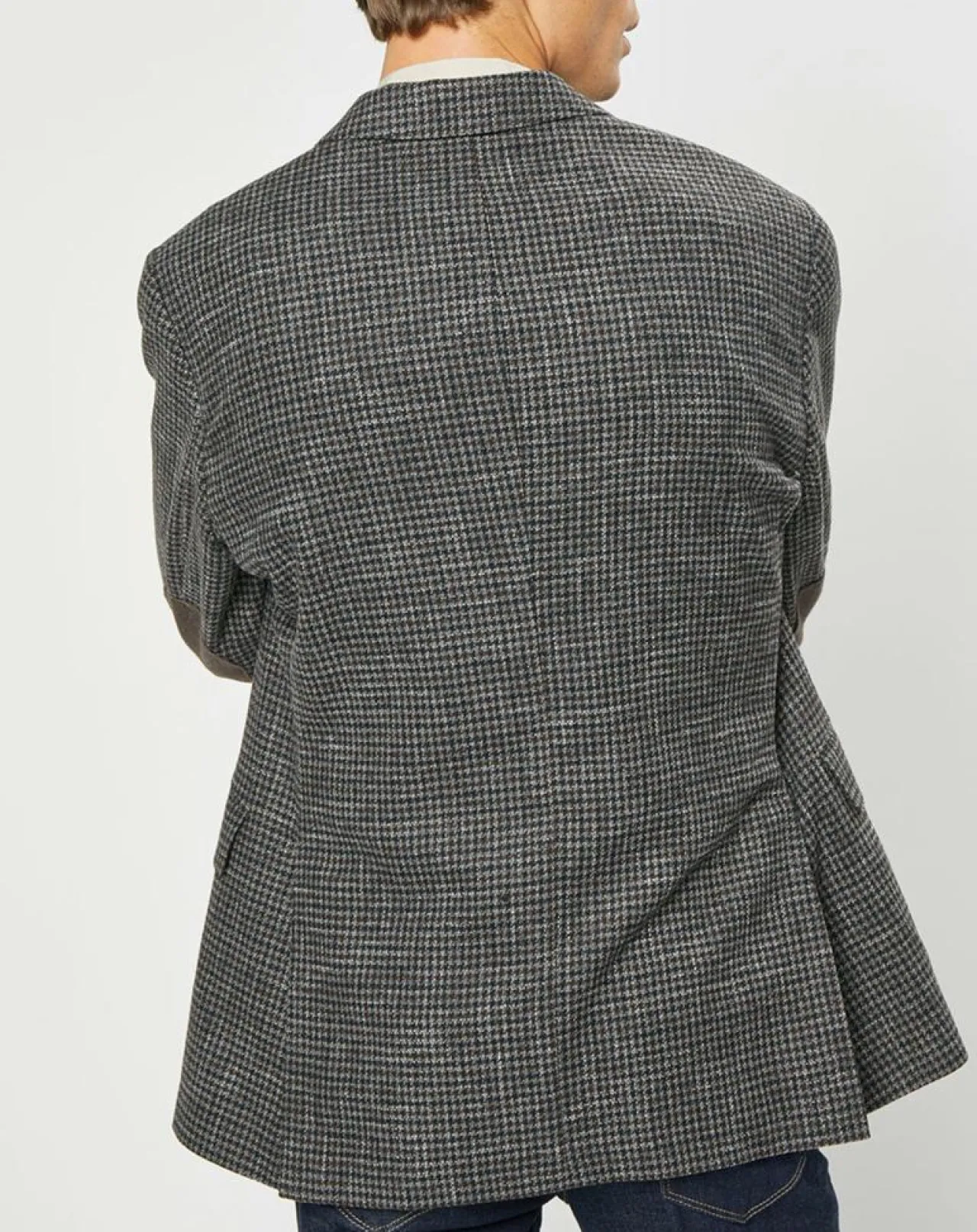 Veste en Laine mélangée à imprimé pied-de-poule marron/gris