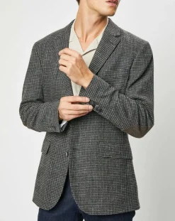 Veste en Laine mélangée à imprimé pied-de-poule marron/gris