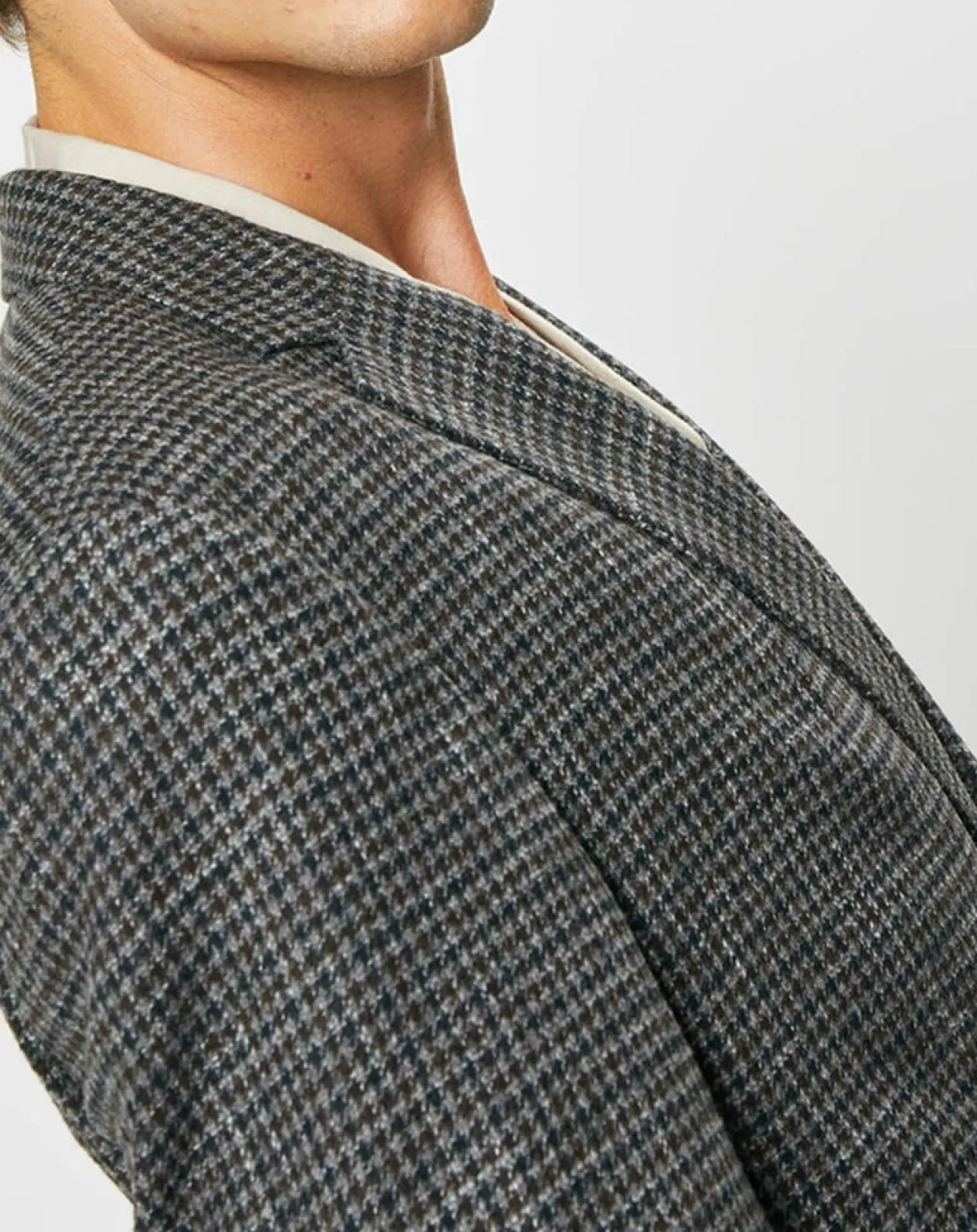 Veste en Laine mélangée à imprimé pied-de-poule marron/gris