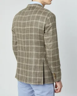 Veste en Laine mélangée Destructurée à carreaux beige/marron